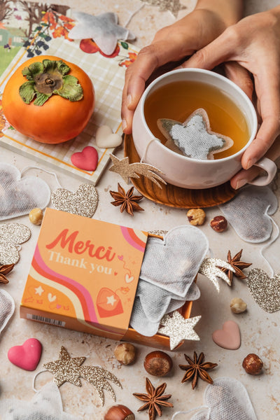 Mini Coffret MERCI – 10 sachets de thé originaux en forme de cœur & étoile